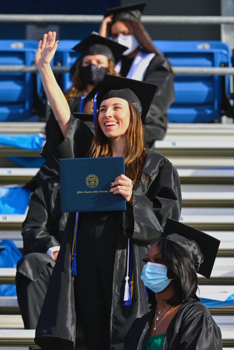 MTSU's tweet photo. There's nothing like those Graduation Day smiles! #MTSU2020 #trueBLUEtogether https://t.co/cvRPdl7S7a