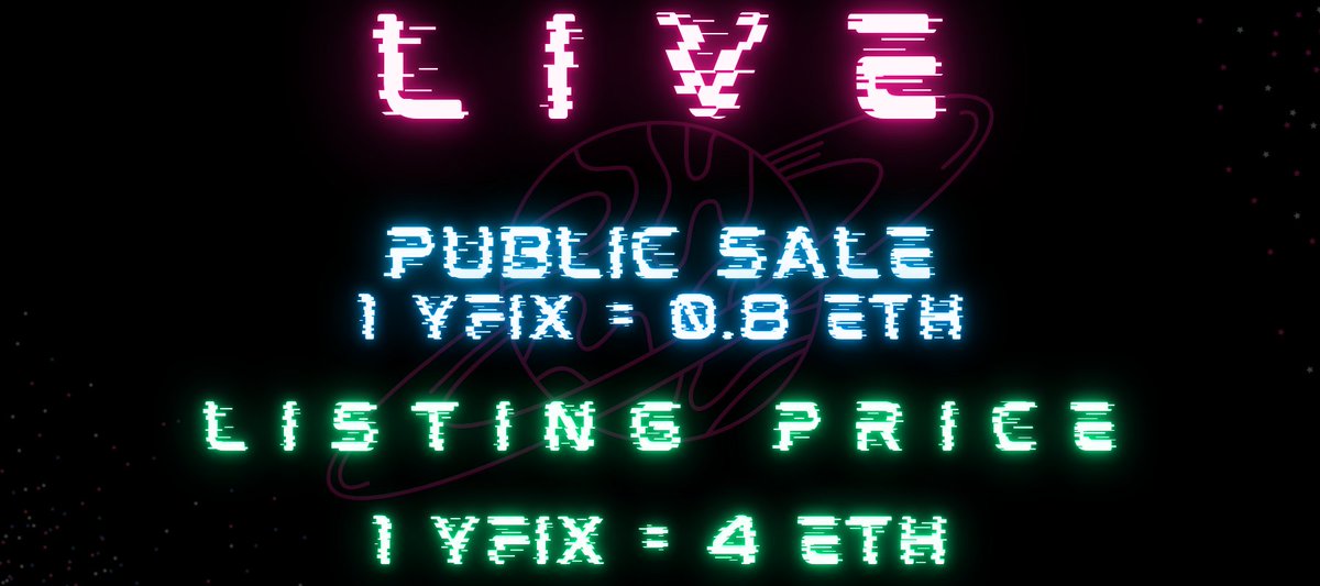 kingswapdex's tweet photo. Public sale is open !

Total supply: 10,000 YFIX
Public Sale: 2500 YFIX
Public sale price: 1 YFIX = 0.8 ETH
First listing price: 1 YFIX = 4 ETH 

MORE DÉTAILS:
https://t.co/3Lj7W7LHIs https://t.co/Ozd7rhfsFn