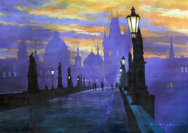 Yuriy #SHEVCHUK, 'PRAGUE CHARLES BRIDGE SUNRISE' #Mozart #DonGiovanni #art #arttwit #twitart #iloveart #ArtLovers #artlover #YuriyShevchuk #prague #ClassicalMusic #praha #MilosForman #Amadeus