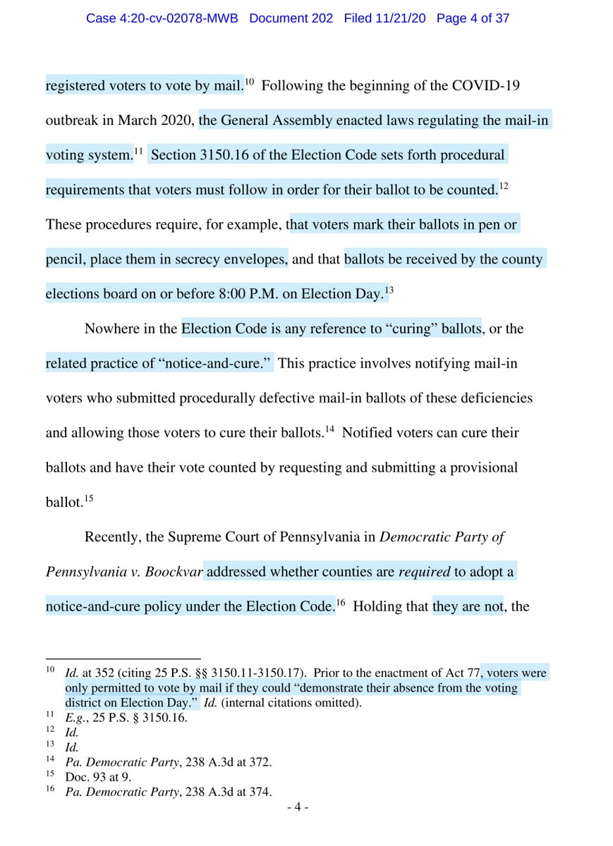 SAVAGE“As of the day of this Memorandum OpinionBiden/Harris ticket had received 3,454,444 votes, and the Trump/Pence ticket had received 3,373,488 votes, giving the Biden ticket a lead of more than 80,000 votes, per the...state elections return website“ https://ecf.pamd.uscourts.gov/doc1/15517440657