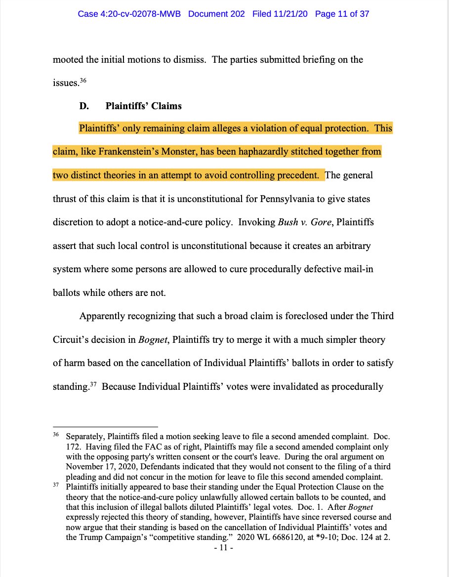 Andrew Feinberg on X: NEW: The @TeamTrump lawsuit against the PA Sec'y of  State — argued by Rudy Giuliani last week — has been DISMISSED WITH  PREJUDICE, meaning the campaign can't refile.