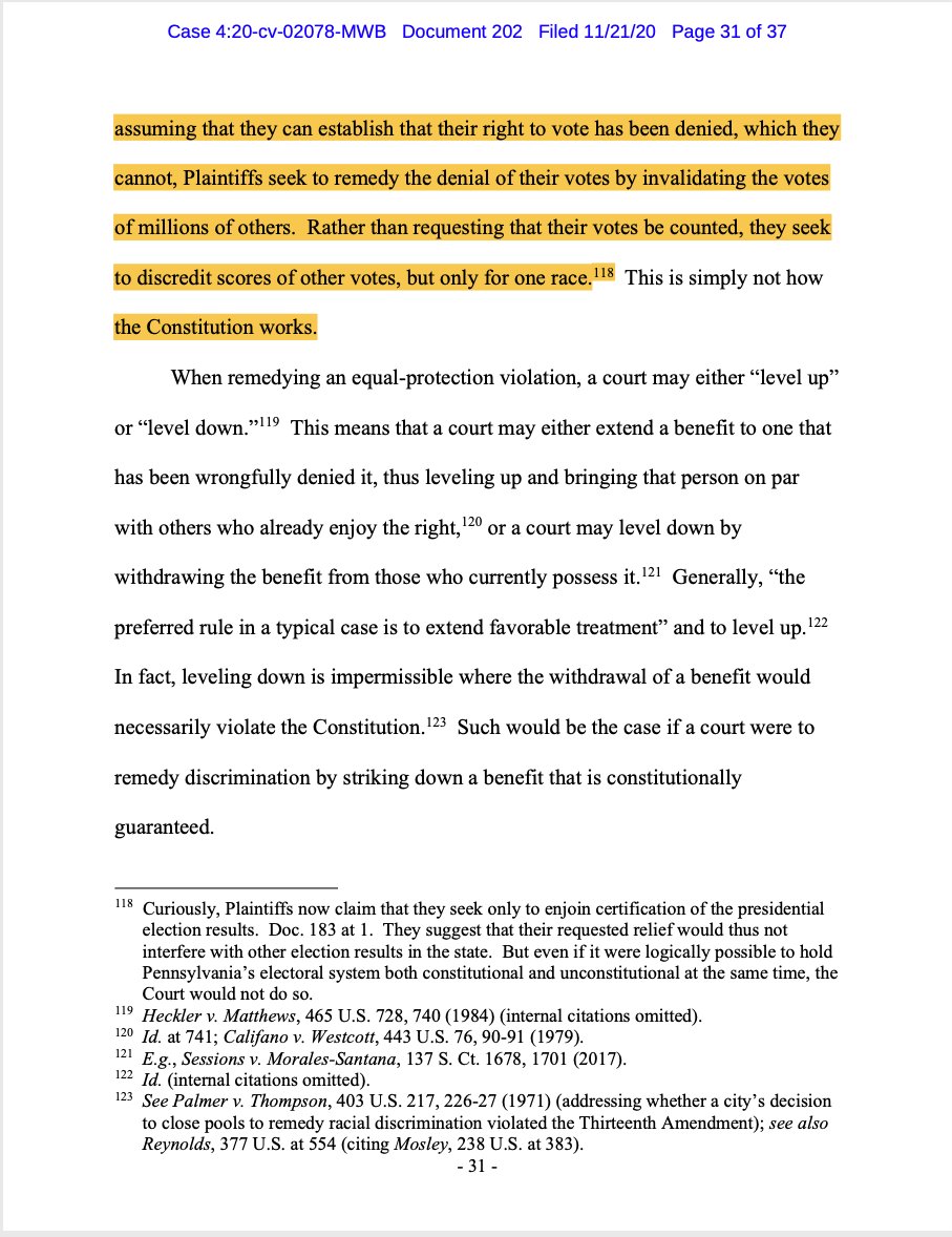 Andrew Feinberg on X: NEW: The @TeamTrump lawsuit against the PA Sec'y of  State — argued by Rudy Giuliani last week — has been DISMISSED WITH  PREJUDICE, meaning the campaign can't refile.