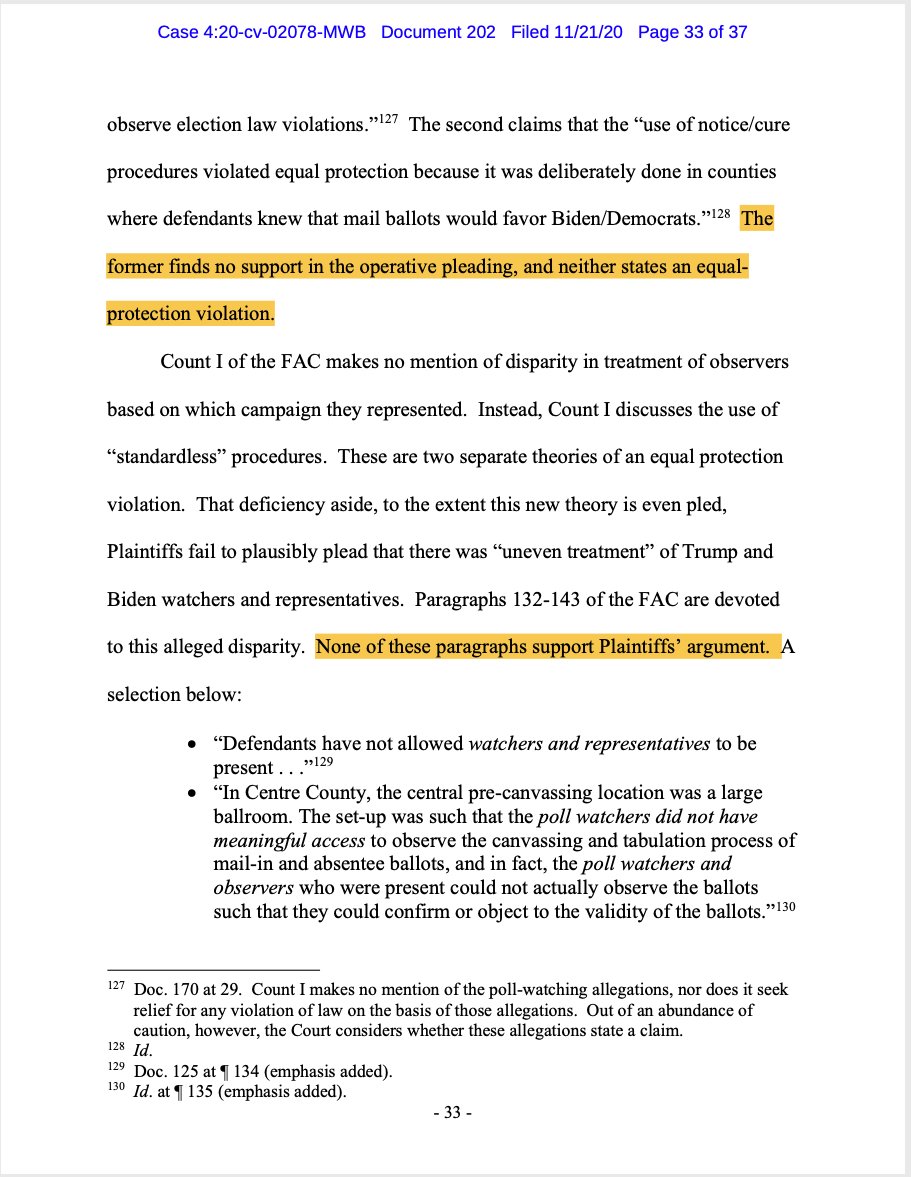 Andrew Feinberg on X: NEW: The @TeamTrump lawsuit against the PA Sec'y of  State — argued by Rudy Giuliani last week — has been DISMISSED WITH  PREJUDICE, meaning the campaign can't refile.