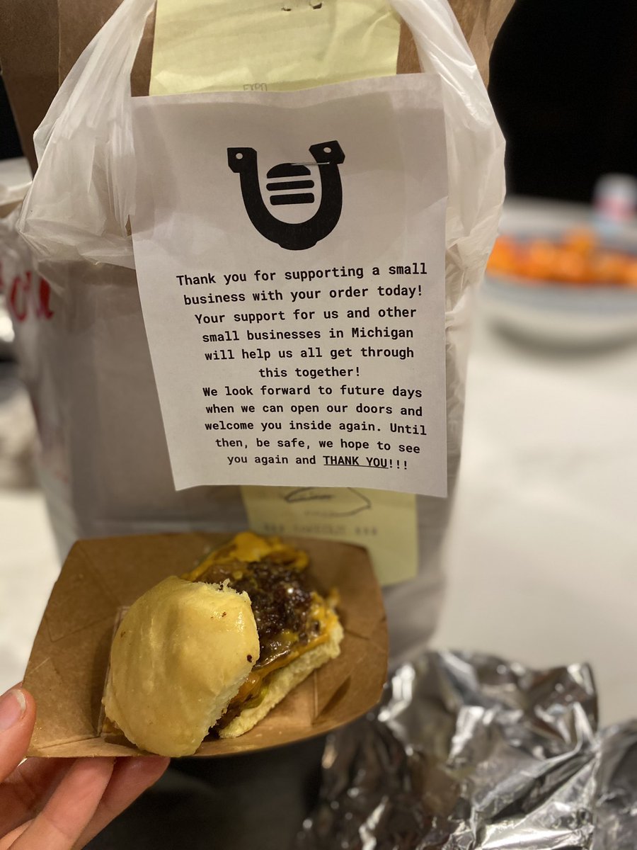LtGovGilchrist's tweet photo. From @GreenDotStables: “Your support for us and other small businesses in Michigan will help us all get through this together!”

#TakeoutToStayHome https://t.co/38Fejk44In