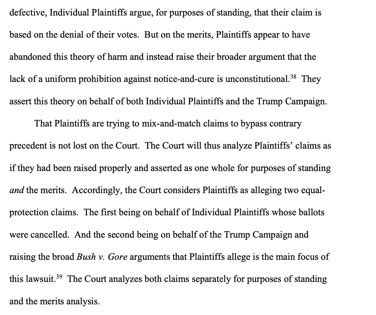 After going through the facts and the procedural posture — noting all of the counsel changes for the Trump campaign — Brann gets to the legal issues, which somehow went even worse for the Trump team, from the get-go.