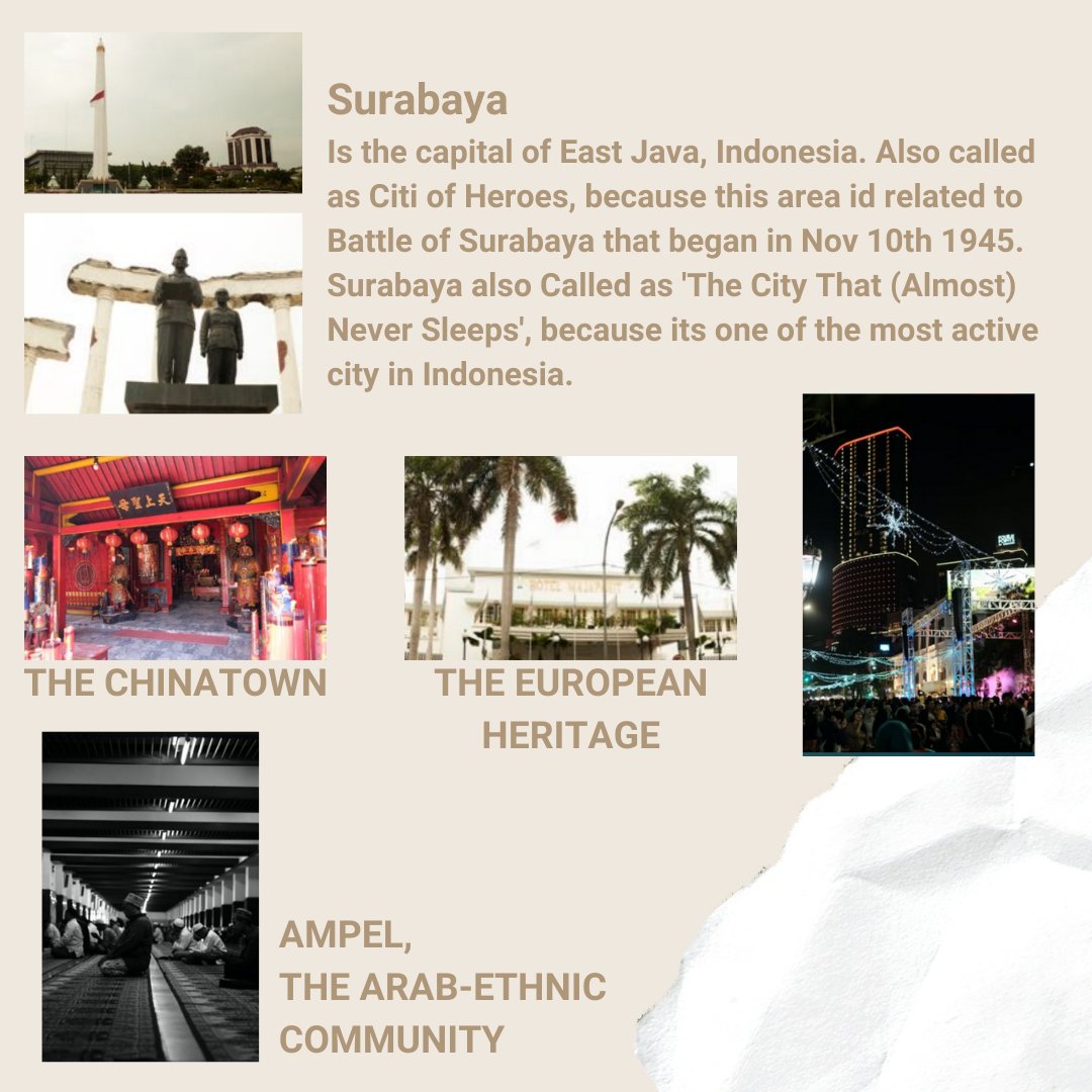Michell35009373's tweet photo. Not just about the culture, I also learn a bit about the city. East Java is the second largest city in Indonesia, and Surabaya is teh capital. There are some place that quite unique like the Chinatown, European Heritage, Ampel, and many more. https://t.co/Y7e70tvZJm