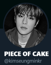 ┏━━━━━━━━━━┓ ɴᴀᴍᴇ: PIECE OF CAKE ꜱɴꜱ: kimseungminkr┗━━━━━━━━━━┛