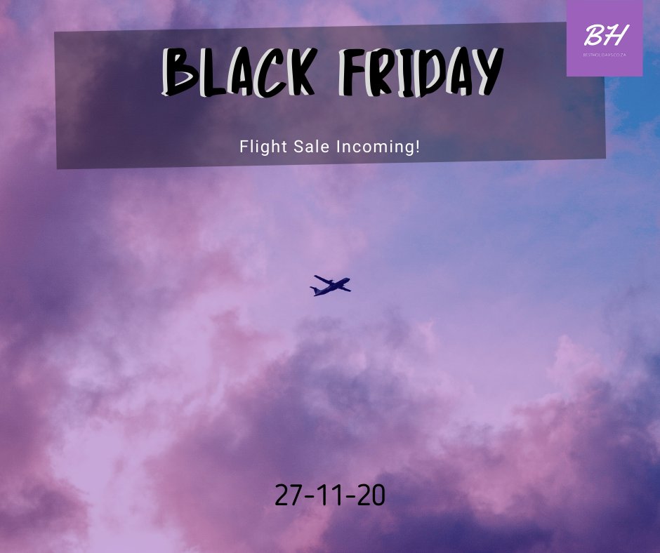 Get ready to purchase those International or Domestic Flights this #BlackFriday

bestholidays.co.za/flights/

#travel #tourism #southafricaistravelready #southafrica