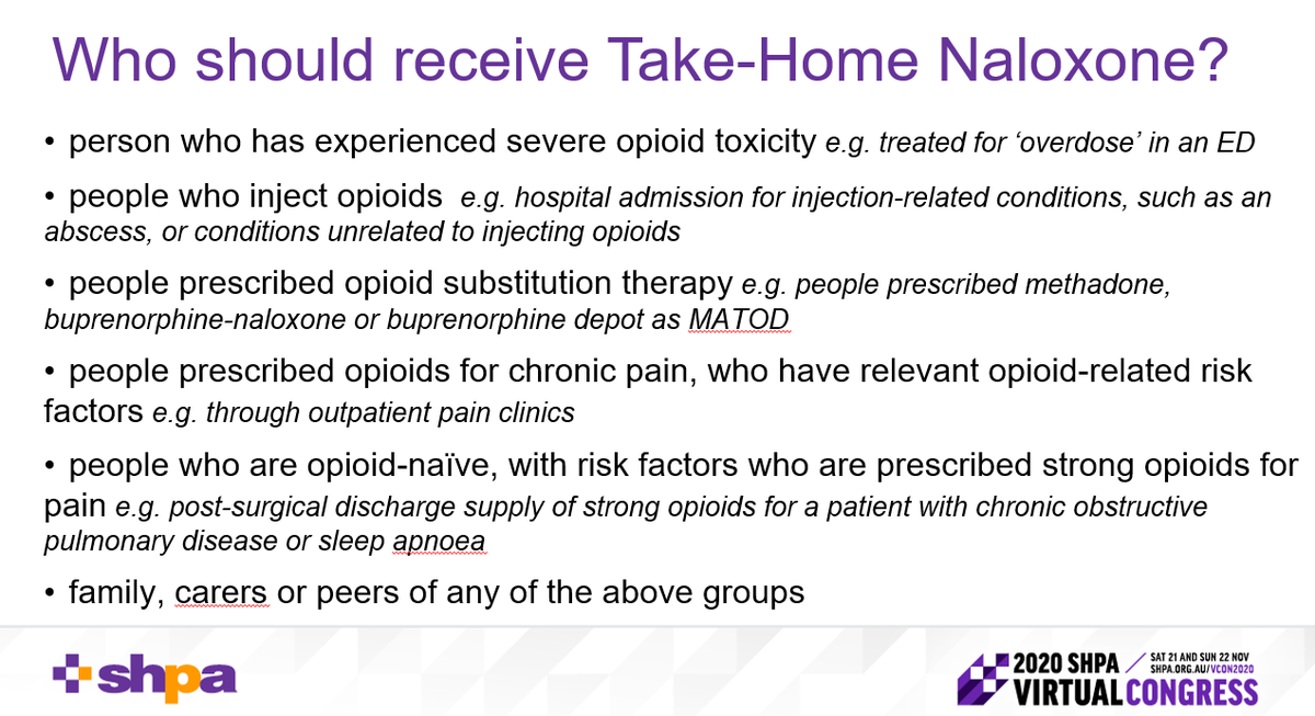  #naloxone is relevant for many populations - people attending ED with opioid toxicity are a key group, but not the only important group