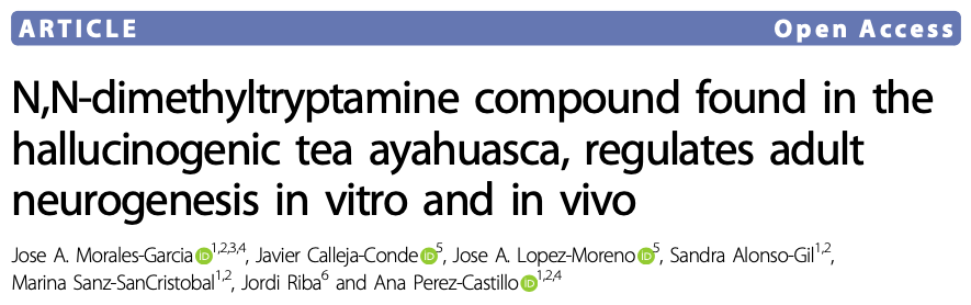 trikomes's tweet photo. #ScienceBreakdown: Can N,N-dimethyltryptamine (DMT) regulate adult neurogenesis?
DMT is among the most potent #psychedelics and the active ingredient in ayahuasca. This study (in mice) examined impact of DMT on neurogenesis and behavior.
Full study: https://t.co/sve4KT3CcZ
1/ https://t.co/QunXx8RuJn