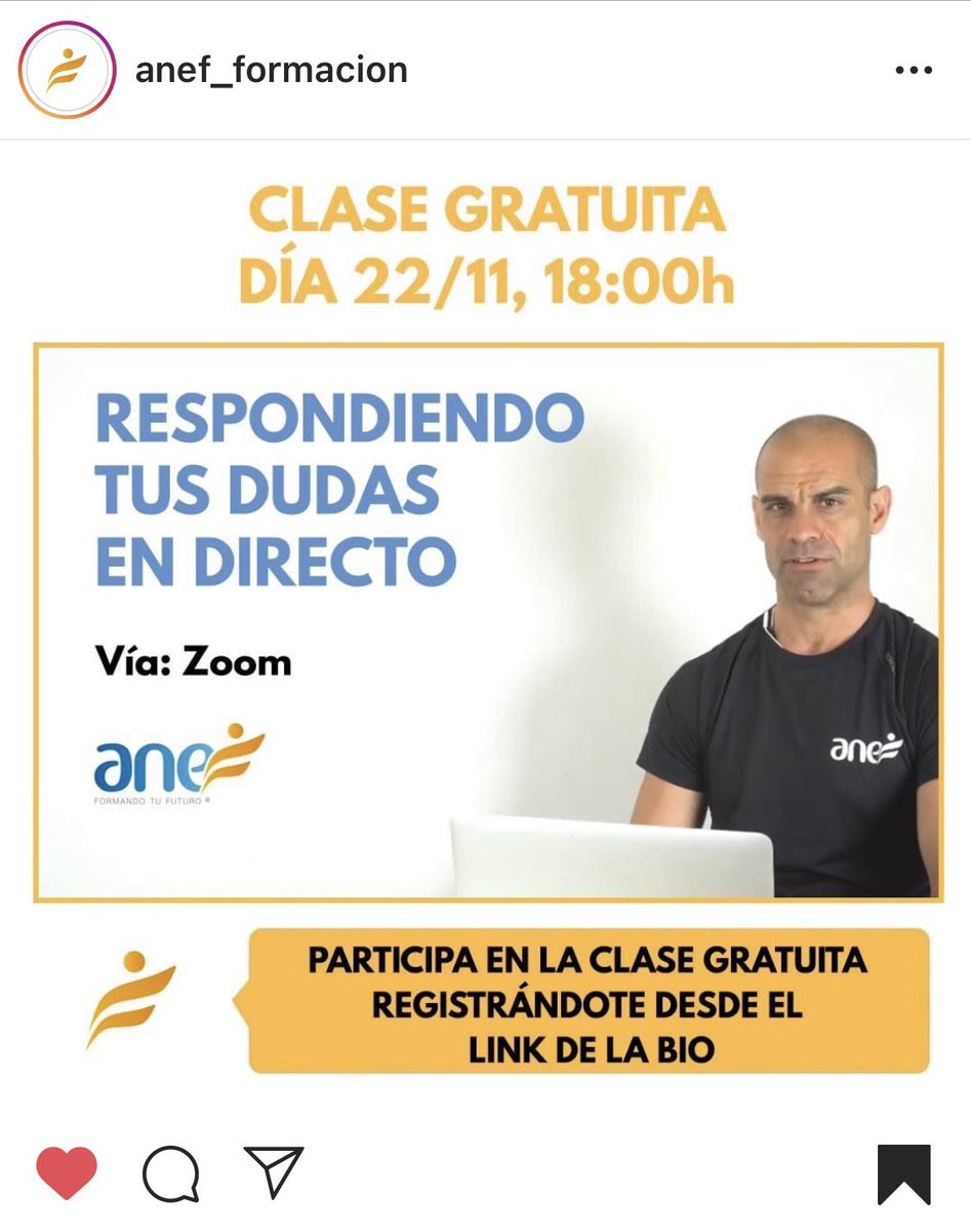 22 Noviembre #Clase #gratuita con Jordi Saura sobre #nutrición y #nutriciondeportiva Link en nuestra Bio de Instagram 💪🏻
