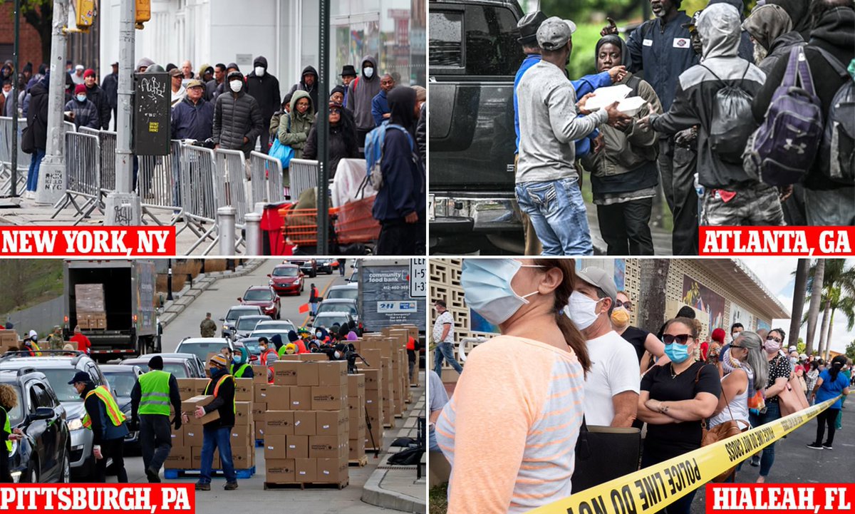 AuthorJoeNBrown's tweet photo. These are the lines at the #FOOD BANK in just a few cities across America 🇺🇸 on #TrumpsWatch. Thousands of cars 🚗🚖🚙🚘 in line. This is the #TrumpLegacy.  #TrumpsAmerica #TrumpStain #FoodBanks 🍞🐓🍅🐔🥬🦆🥔🦃🧅 #FoodBankChallenge

https://t.co/VU9vryKLxK https://t.co/4wP2OiVrWo