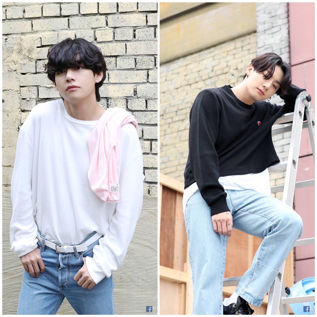  #taekook and  #yoonmin wearing matching clothes like couples do in S.Korea... Ying Yang style 