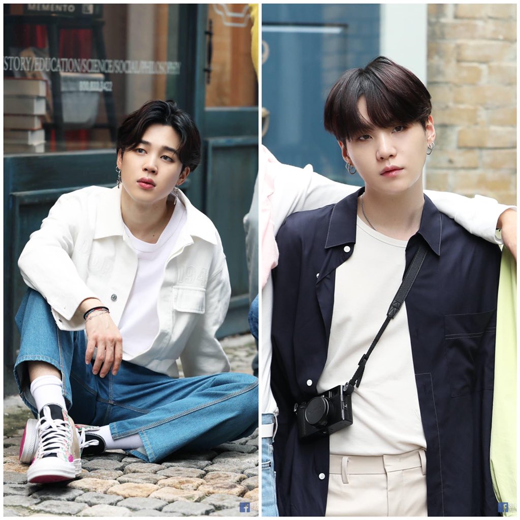  #taekook and  #yoonmin wearing matching clothes like couples do in S.Korea... Ying Yang style 