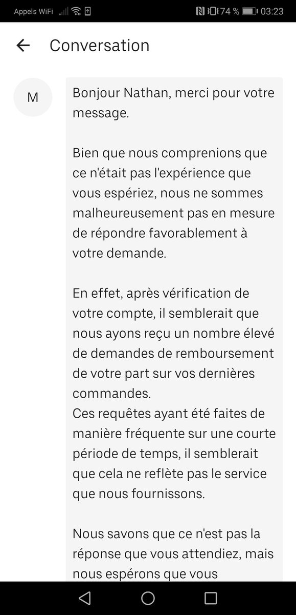 nathan_thou's tweet photo. @ubereats_fr ma dernière réclamation remonte à 10 mois !! Nous avons commander 4 bouteilles, seulement une a été livrée et vous refuser de me rembourser, c'est inadmissible ! https://t.co/DTiZK2ODmA