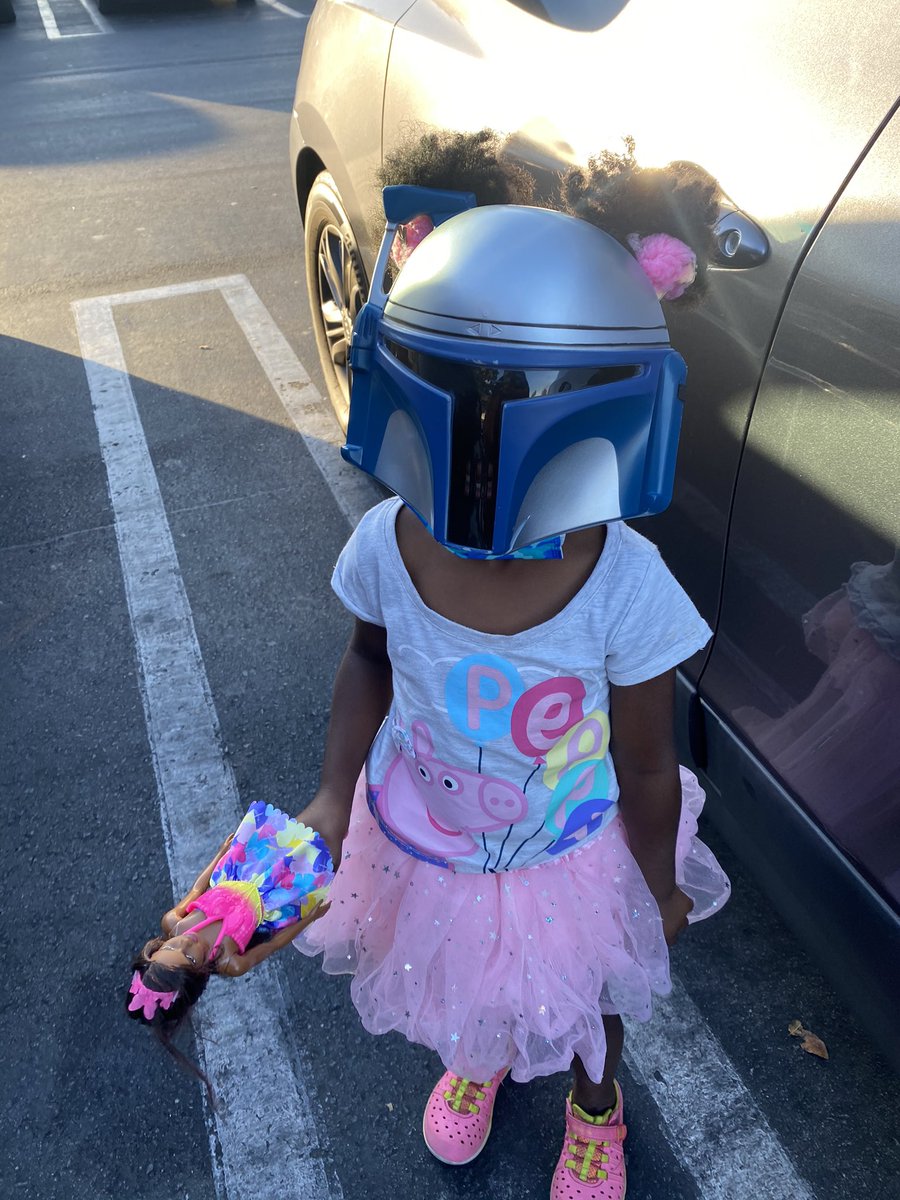 I told my daughter to grab her mask so we can go to the store. This was the mask she grabbed.