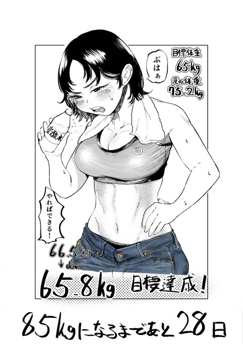 リクエスト
65キロの藍さんが運動する絵 