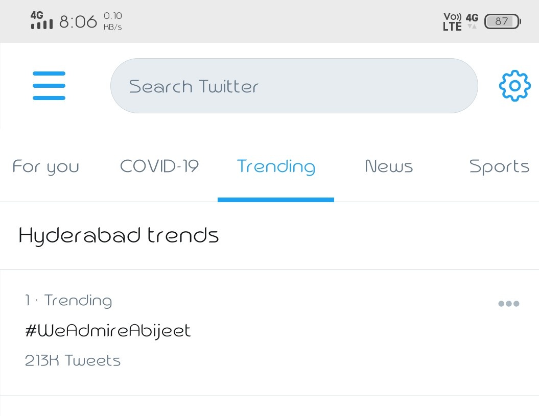 BiggBossPulse's tweet photo. Trending 
No:1 in Hyderabad 😎
Time 8:06
#WeAdmireAbijeet 
#Abijeet 
@Abijeet 
Speed up 💥💥💥💥 https://t.co/TCnvc4JgG5