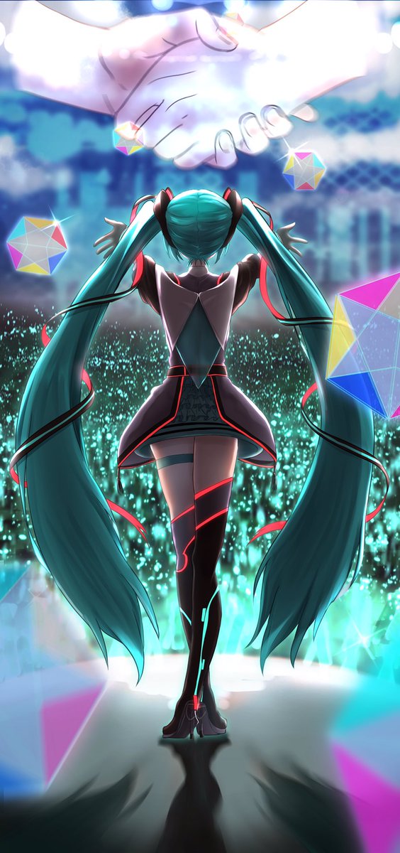 初音ミク ,null 「マジカルミライ2015?
「Hand in Hand…ずっと未来まで…?」
 #」|ゐ透のイラスト