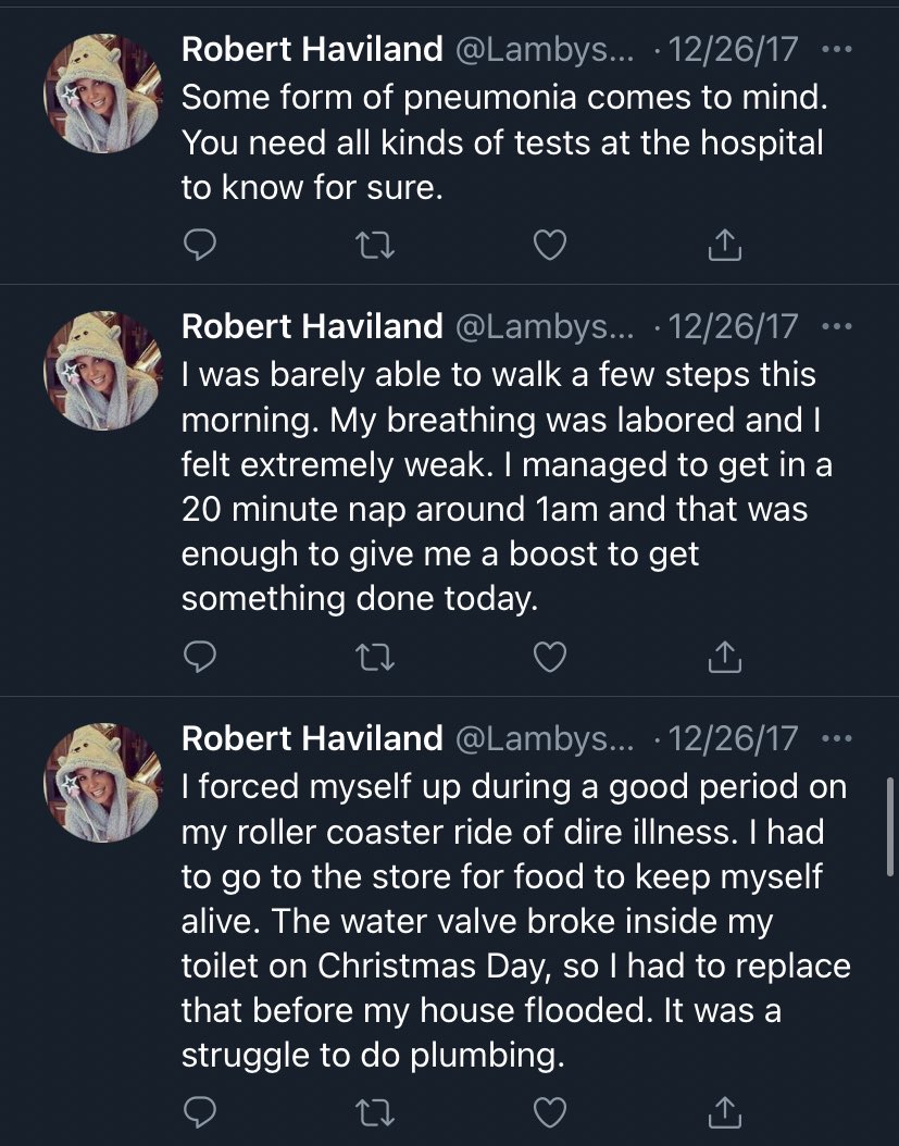 Robert began tweeting around Christmas in 2017 that he was starting to feeling ill. He passed away on February 8, 2018.  #FreeBritney