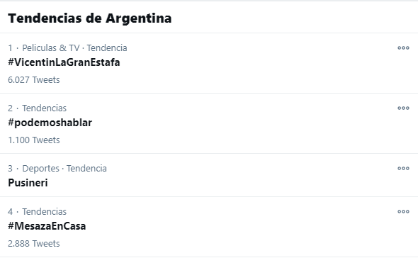 EstafaVicentin's tweet photo. #VicentinLaGranEstafa PRIMERA TENDENCIA DE ARGENTINA! https://t.co/HfkigAMN8u