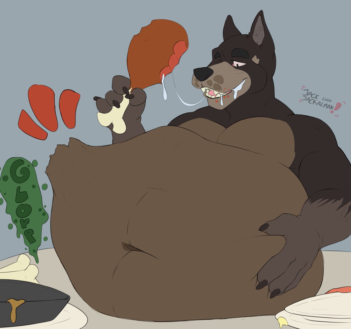 Commission for @LewdBeing just a little dinner x3 #furry #furryart #jackalman6 #vore