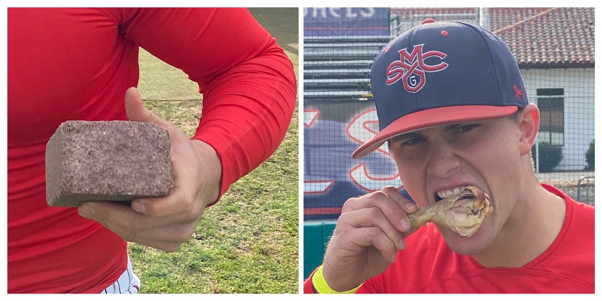 SMC_Baseball's tweet photo. It’s official! 

@JC_Santini23 wins the MVP of the 2020 #MoragaBowl 🧱

2-3, 1B, Grand Slam, 6 RBI in today’s Championship. Enjoy that chicken leg, JC. You earned it! https://t.co/Ym8UNq2FF7