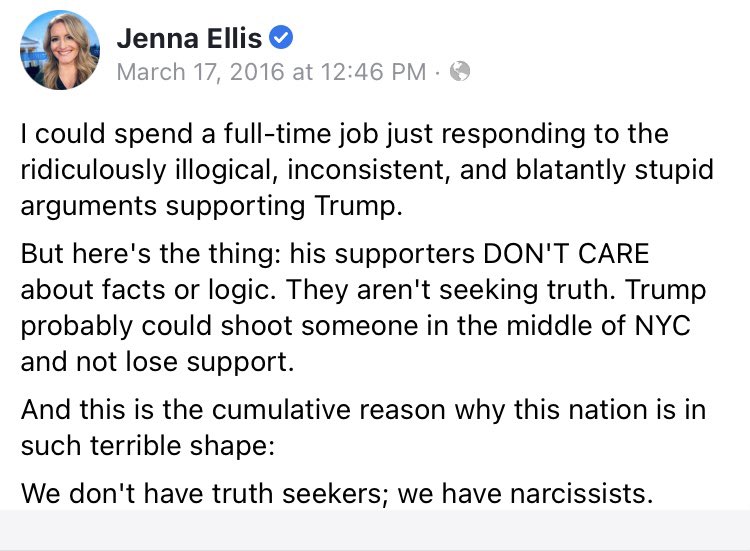 BarrDeceivedForTrump on Twitter: "I love how 2016 Jenna Ellis described  2020 Jenna Ellis:… "