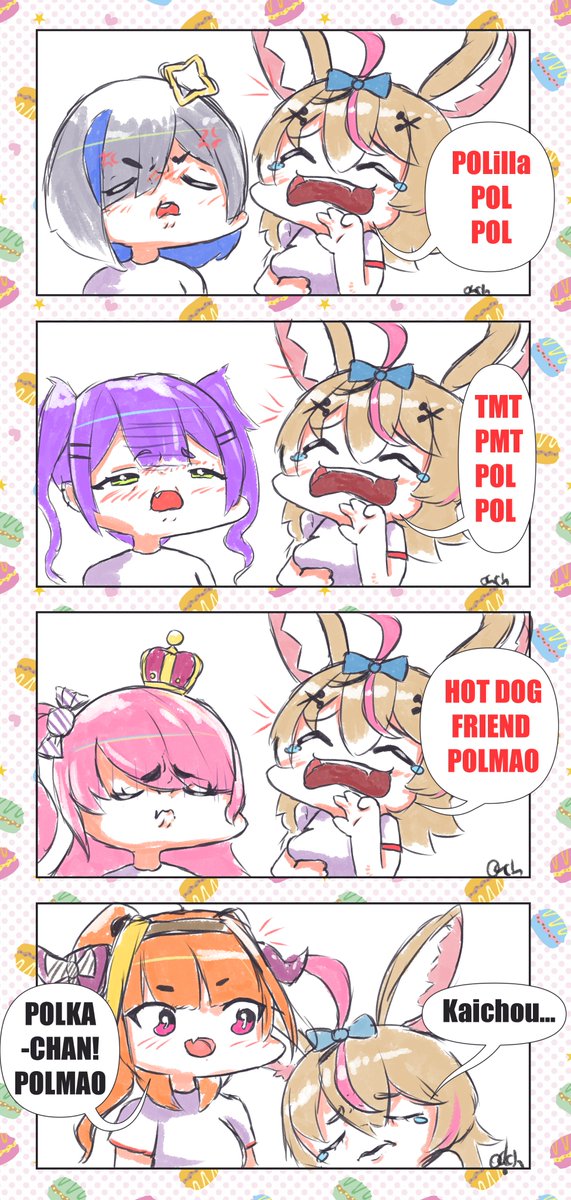 #ホロライブ運動会 #ルーナート #かなたーと #絵まる #ポルカおるか #桐生ココ #たつのこ #みかじ絵 #TOWART
Polka/Kaichou still has the best Senpai/Kouhai energy
And the Festival made me realized I want Coco to Collab with all Hololive, all branches.