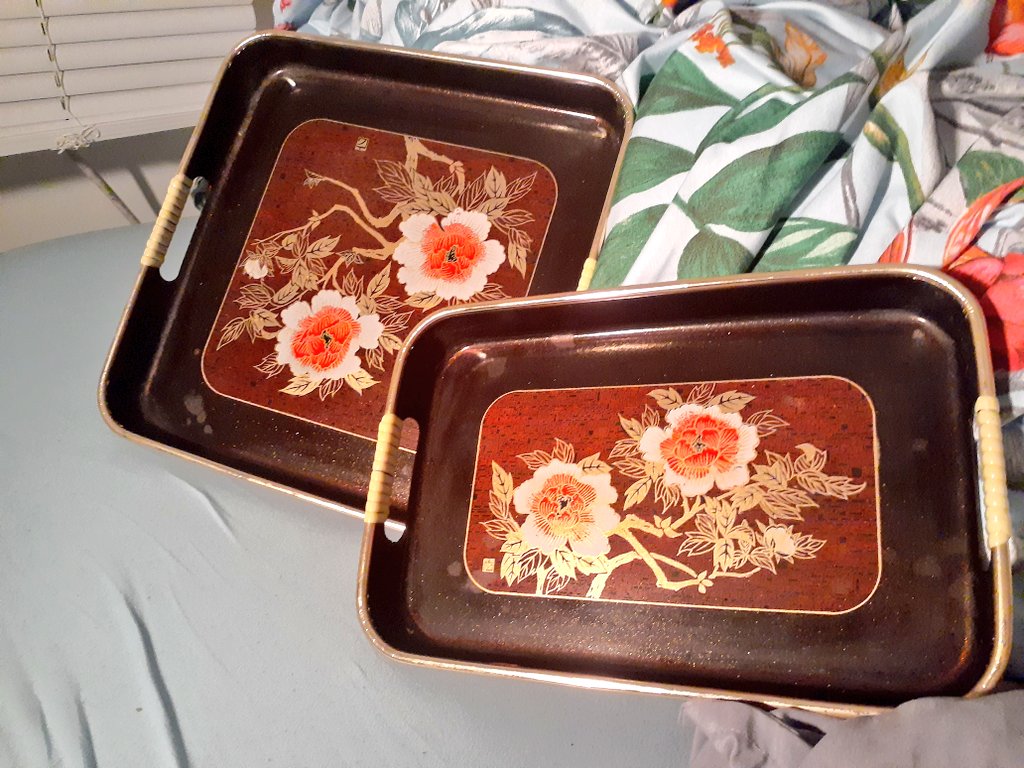 multiple toyo lacquerware serving trays, 1960s