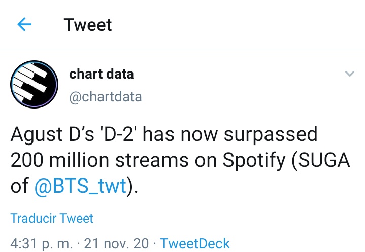 Agust D's 'D-2' has now surpassed 200 million streams on Spotify
