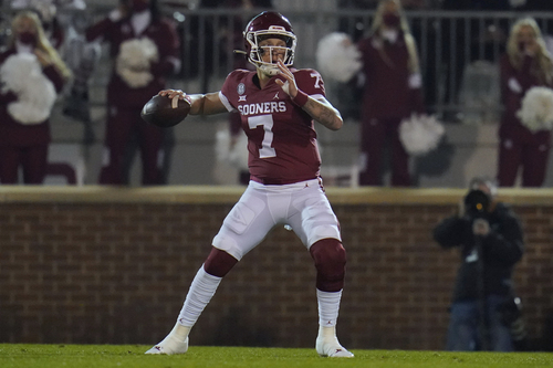 Spencer Rattler is the 4th Oklahoma player over the last 20 years with 4 pass TD and 1 rush TD in a game, joining Kyler Murray, Baker Mayfield and Sam Bradford.