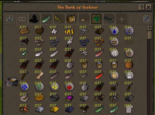 floortendie's tweet photo. oh, we've got some progress! Goblin Mails, Raw/Cooked Pike, and lastly... Chef's Hats! 64 slots now.

Gonna be honest... swervin real hard with the Chef's Hats. Who's mad? Who's JEALOUS??

#smithing #mining #rs3 #hcim #im #grind #osrs #runescape #ironman #1337ironbank #oldschool https://t.co/kKBYMDZ0Tu