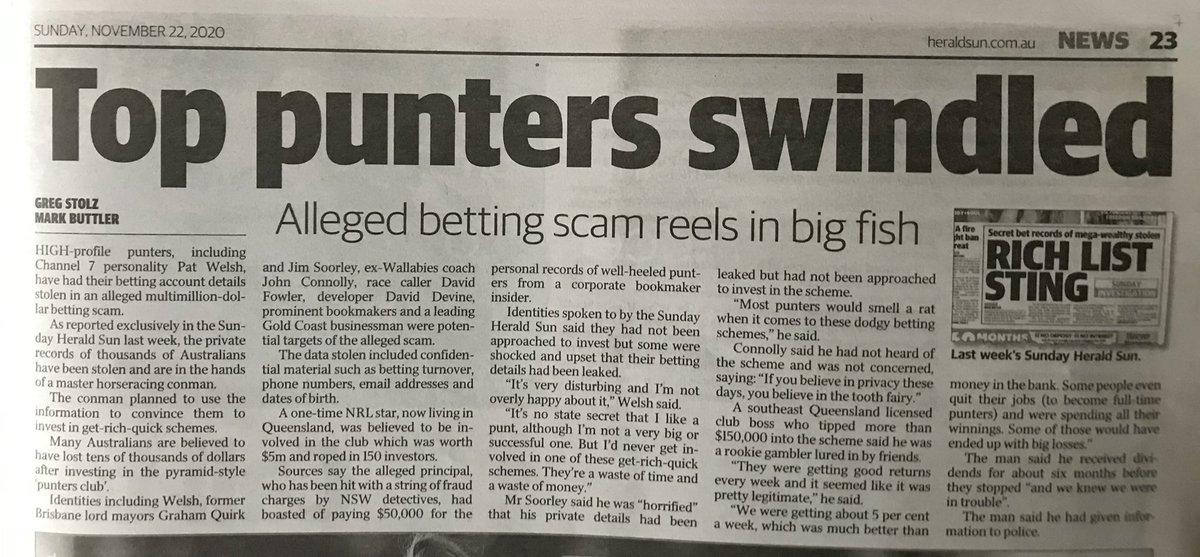 perhaps it’s easy to say with the benefit of knowledge but if it sounds too good to be true...and which wagering company had their databanks pillaged and by whom?