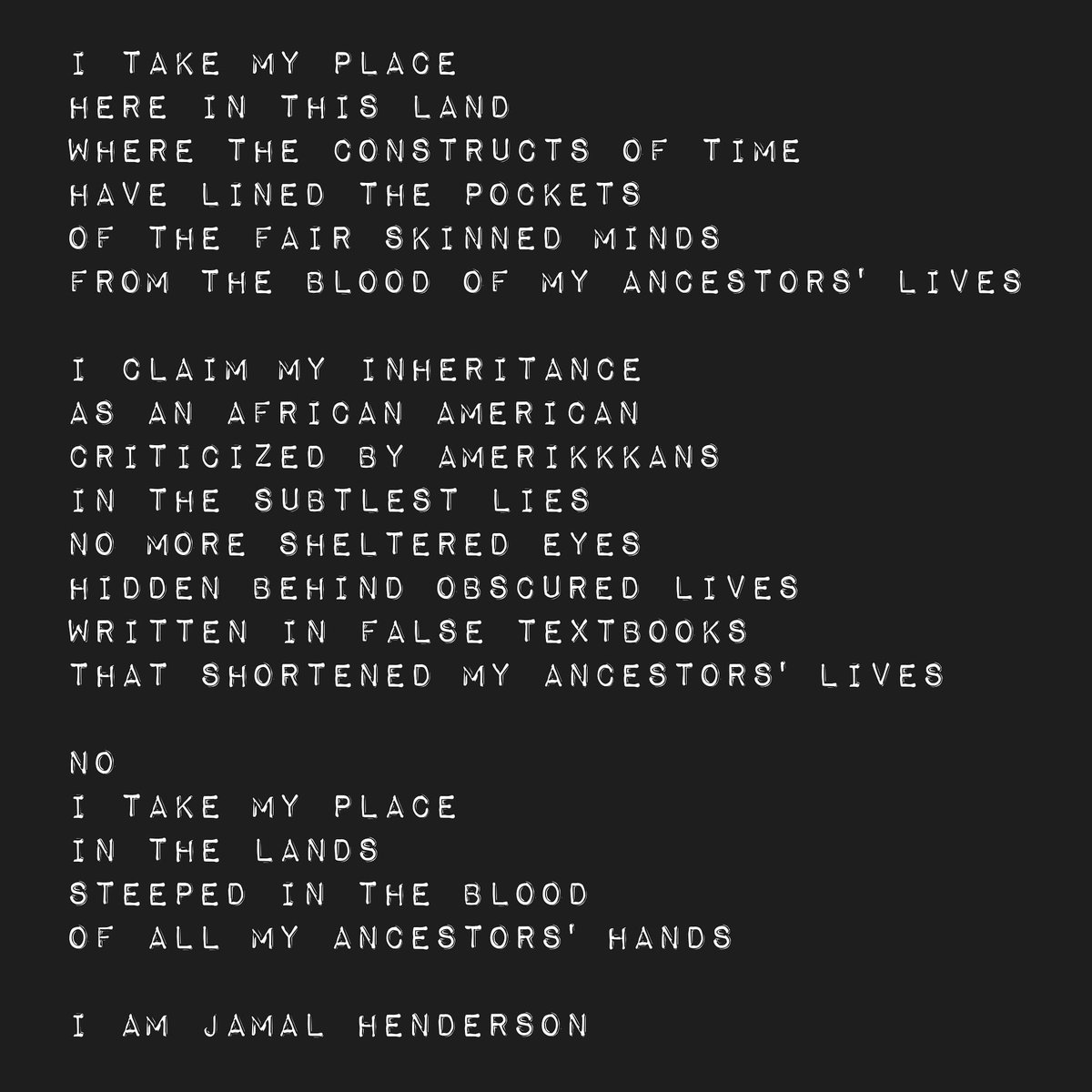 jamalrhen's tweet photo. I Take My Place
.
.
.
.
.
#poemsbyjamal #poetry #poetryislife #artofpoets #poetry_addicts #poetsandwriters #poemsdaily #poemsofig #poemgasm https://t.co/66pJthXieM