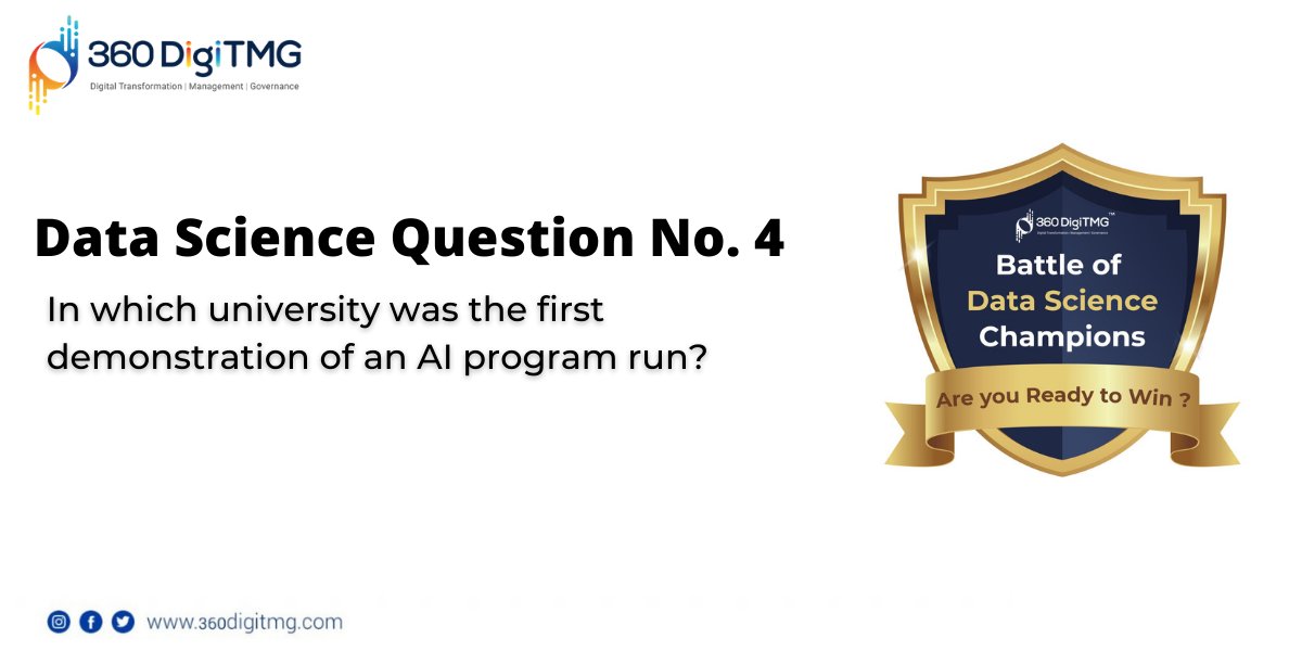 360digitmg_MY's tweet image. You are very near to be the title winner of the November “Battle of Data Science Champion league.”
Answer the last question on #datascience and be the champion of the league.
#datasciencequiz #battleofdatasciencechampion #360DigiTMGmalaysia