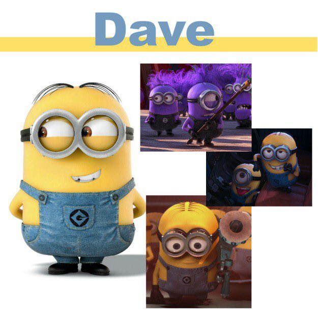 Eunwoo as Dave- Loving, kind, and funny- One of the smartest minions - Helped rescue Gru in the movie