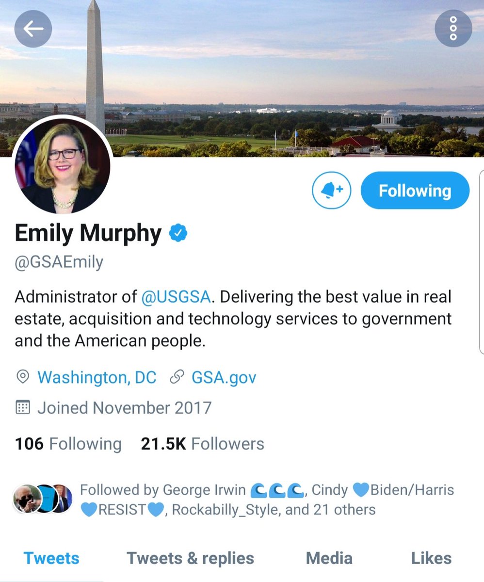desertkimkay's tweet photo. @joncoopertweets @GSAEmily Here's her twitter in case anyone wants to remind her to #signthepapers
#emilymurphygsa #EmilyMurphyDoYourJob #MurphyBreakdown #GOPTraitors #LockHerUp https://t.co/3gNXqM0AX4