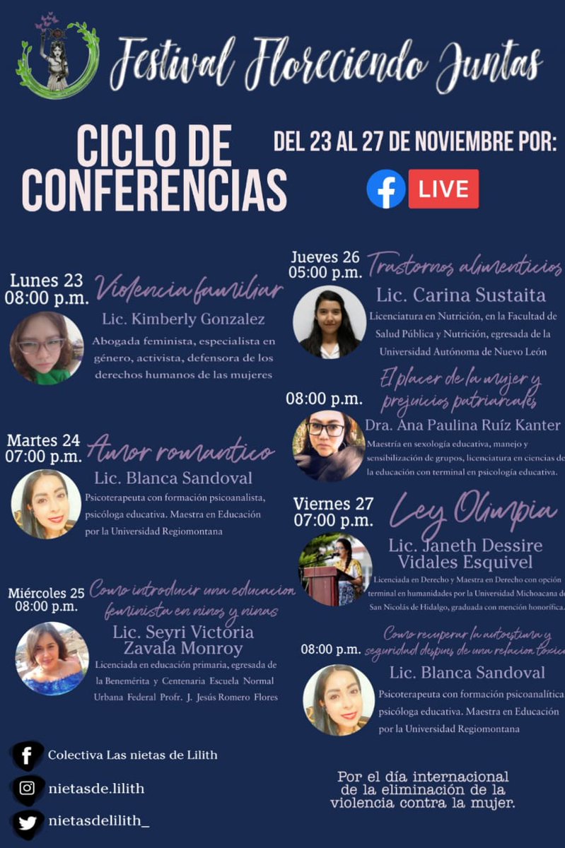 nietasdelilith_'s tweet photo. Las esperamos en nuestra página de Facebook:
💫Aqui el calendario de los temas que se llevarán en la semana💫
¿Nos ayudan a dar RT?💜💚

#25N #EliminacionDeLaViolenciaDeLaMujer 
#Feministas
( https://t.co/3JkDQ4lrzr ) https://t.co/WWOiXi0UUk