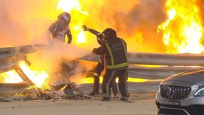 TomP1Bellingham's tweet photo. Even if Romain Grosjean is ok to race again I don't think anyone would begrudge him for calling it a day. Can't imagine how much his wife and kids are looking forward to giving him a hug after that. https://t.co/sbeBDBU9mo