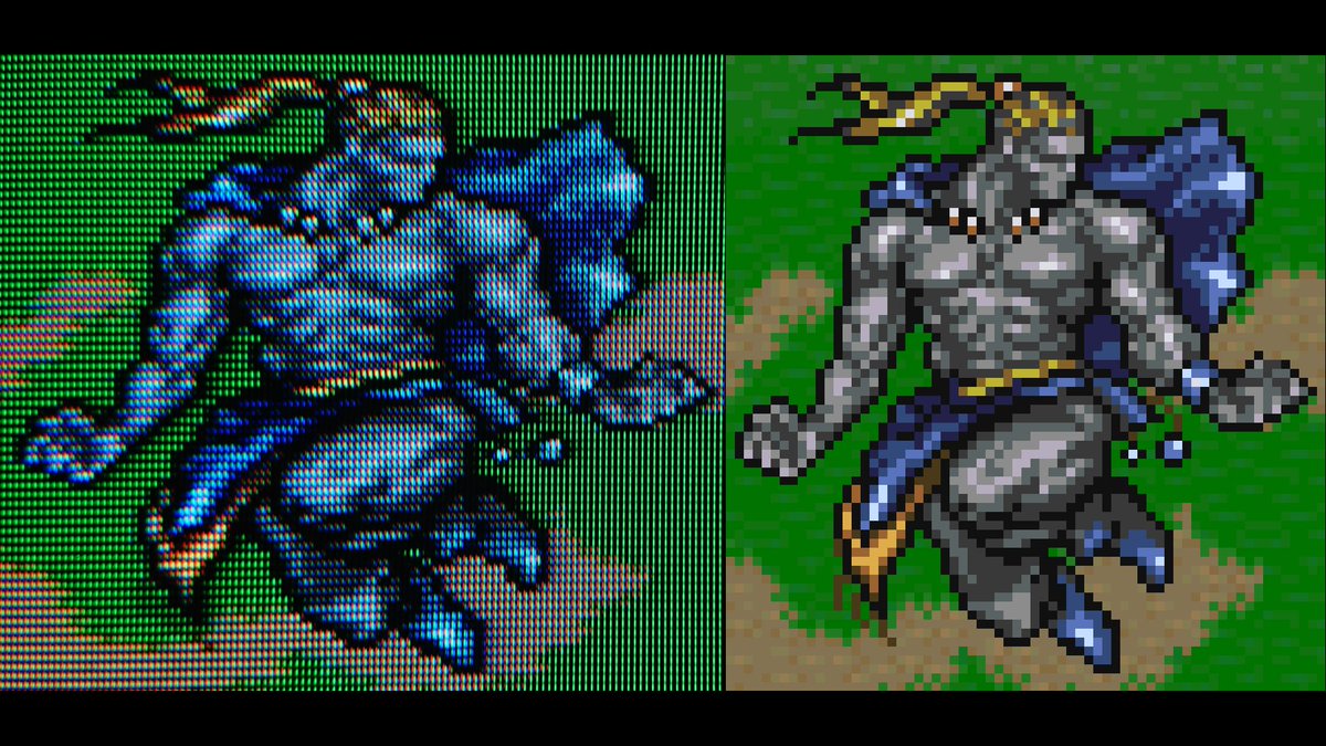 ট ইট র Ruuupu ブラウン管tvで観るドット絵 その22 Sfc Ff5 エルムギガース 使用モニタ Kv 14af1 14インチ Ff1のヒルギガースと同じポーズながらかなり美形さんになったエルムギガース くっきりドット絵の時点で凄いドット絵なのが分かりますが ブラウン管