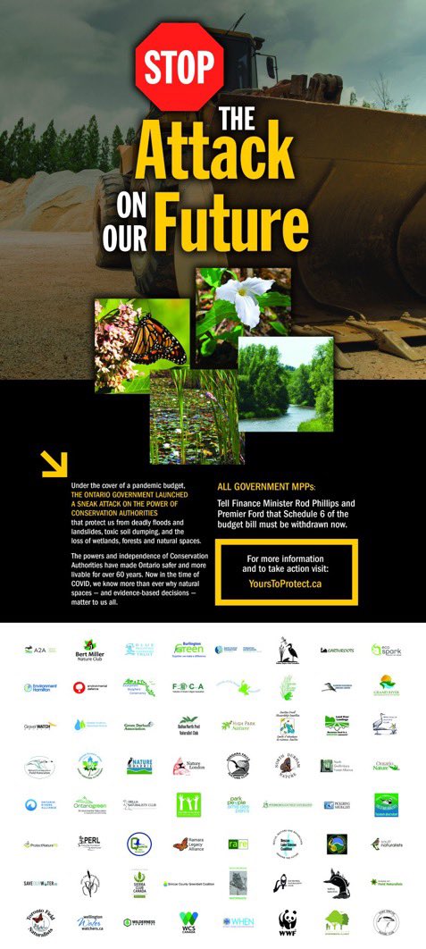 In this pandemic when we’re all reconnecting w the importance of nature, <a href="/fordnation/">Doug Ford</a> &amp; @rodphillips01 snuck an attack on conservation authorities in their budget. Help us fight back: RT with your story of why nature is important to you! And visit yourstoprotect.ca for more