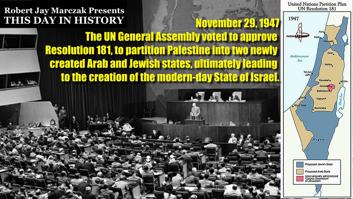 marczak_rob's tweet photo. November 29, 1947
The UN General Assembly voted to partition Palestine into two newly created Arab and Jewish states
#rjm #Arab #GeneralAssembly #Israel #Jewish #Palestine #partitionPalestine #Resolution181 #UN #warofannihilation
Link: https://t.co/aj3LDWDEQc https://t.co/Gpnv9kDi1z