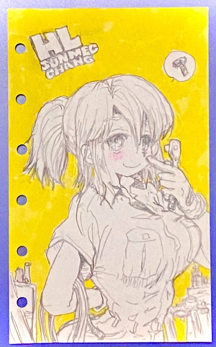 #今月描いた絵を晒そう  (3)
 FAも('◇')ゞ
(ヘギさんのサンメカちゃんはいっぱい描いた)
・「くまパーンチ!」 #くまクマ熊ベアー #ユナ
・『司』 #トニカクカワイイ #由崎司
・サンメカちゃん (#HL) #SunMechChang
 #FA #MINI6HOLES #tegaki_dt 