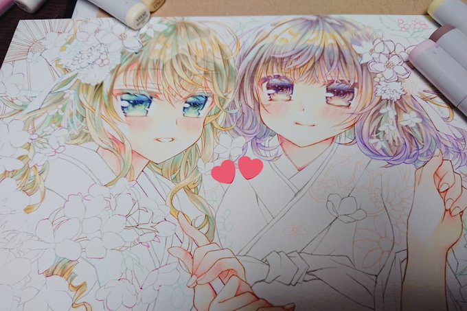 「年賀絵だし、華やかに🌸」
目指してカラフルにしてみましたがいかがでしょ?
#TH作業過程 #コピック 