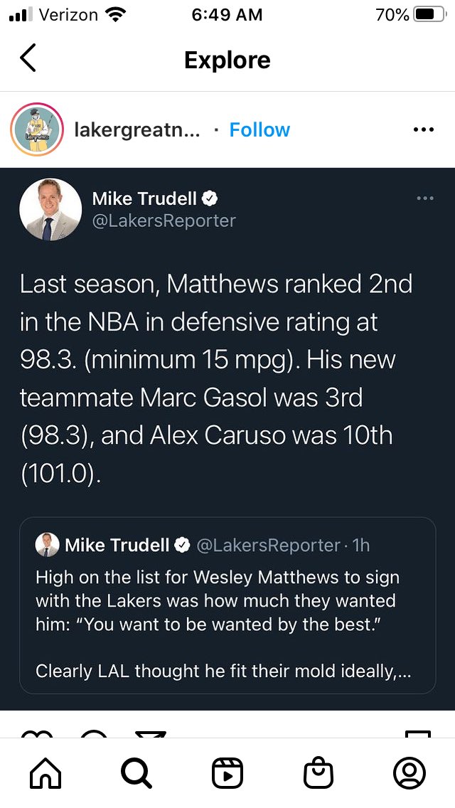Yeah. Tell me more how the Lakers defense was weakened this offseason.... https://t.co/ACssM4gJiR