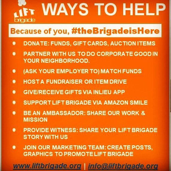 Want to #makeadifference? Consider helping Lift Brigade this #GivingTuesday as we continue to support families who have a child fighting cancer and other life-threatening or chronic diagnoses. 💛

#GivingTuesdayNextGen #nextgengenerosity #GivingTuesday2020 #ILiveHereIGiveHere