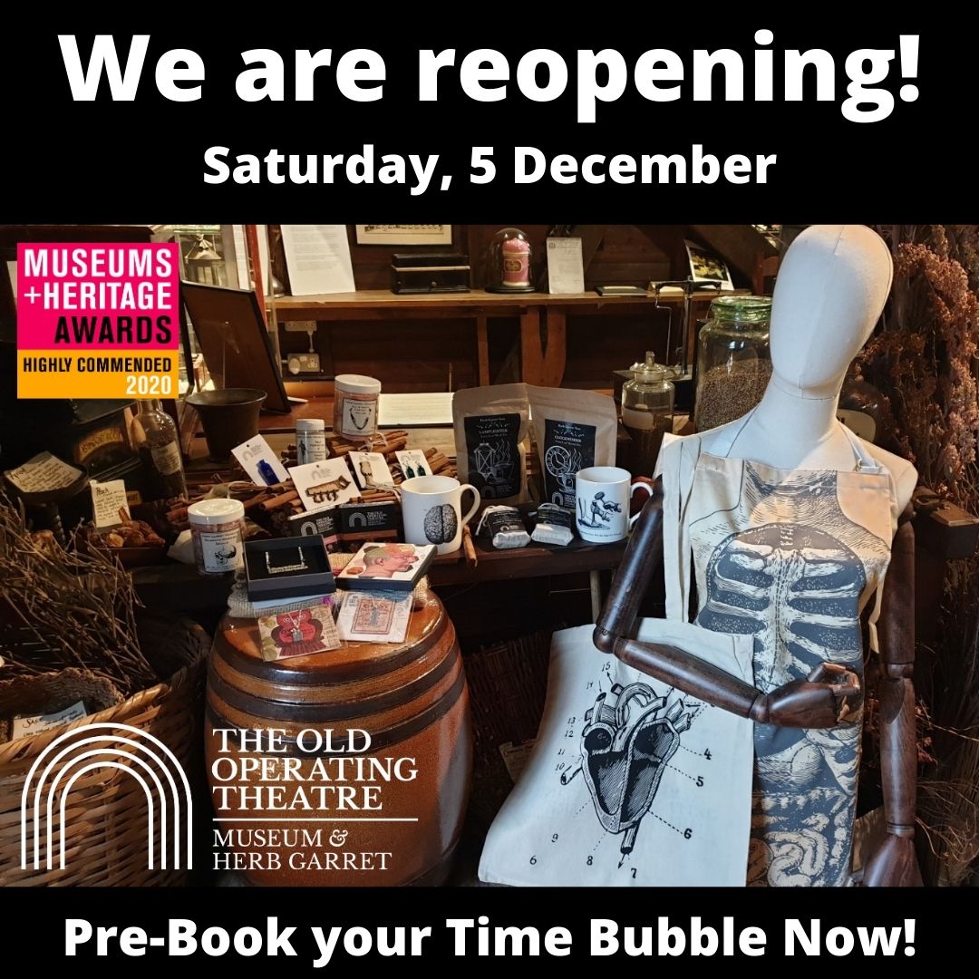 OldOpTheatre's tweet photo. Have you heard? Our doors will open again on the 5 Dec! Our #Covid19 safety protocols are back & a pre-booked #TimeBubble will allow you or your group (of up to 6 people) to stay socially distant from others &shop. Tickets 👉https://t.co/JtwCv0m5O1 #oldoptheatre #MuseumShopSunday https://t.co/AQL5gTpyj7