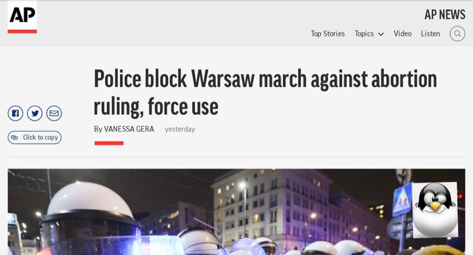 Świat pisze o protestach ws. praw kobiet w Polsce. Pisze też o brutalności 'policji'.