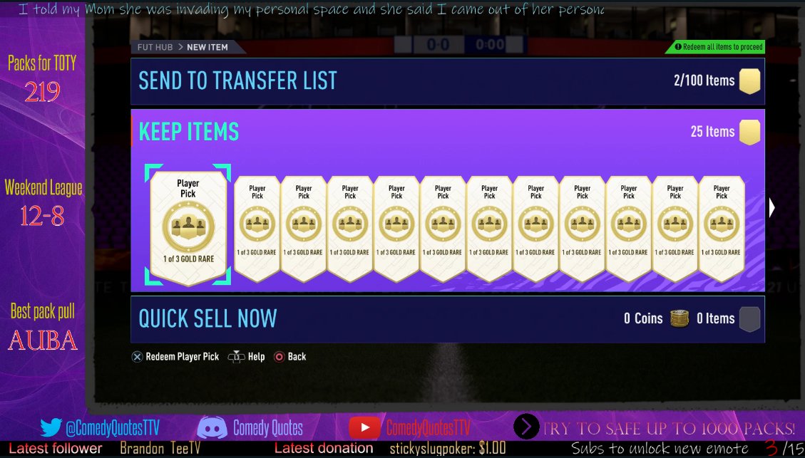 ComedyQuotesTTV's tweet photo. The show must go on!
- First small pack opening of the year! 25 Rare Player Picks!
- Fut Champs games to gold 3 (12-8)
Live in 3h (3PM CET) - https://t.co/faesMGEi7i
#futchamps #smallstreamers #firstsubs #support #fifacommunity #twitch #TwitchStreamers https://t.co/jM8xFKqn4V